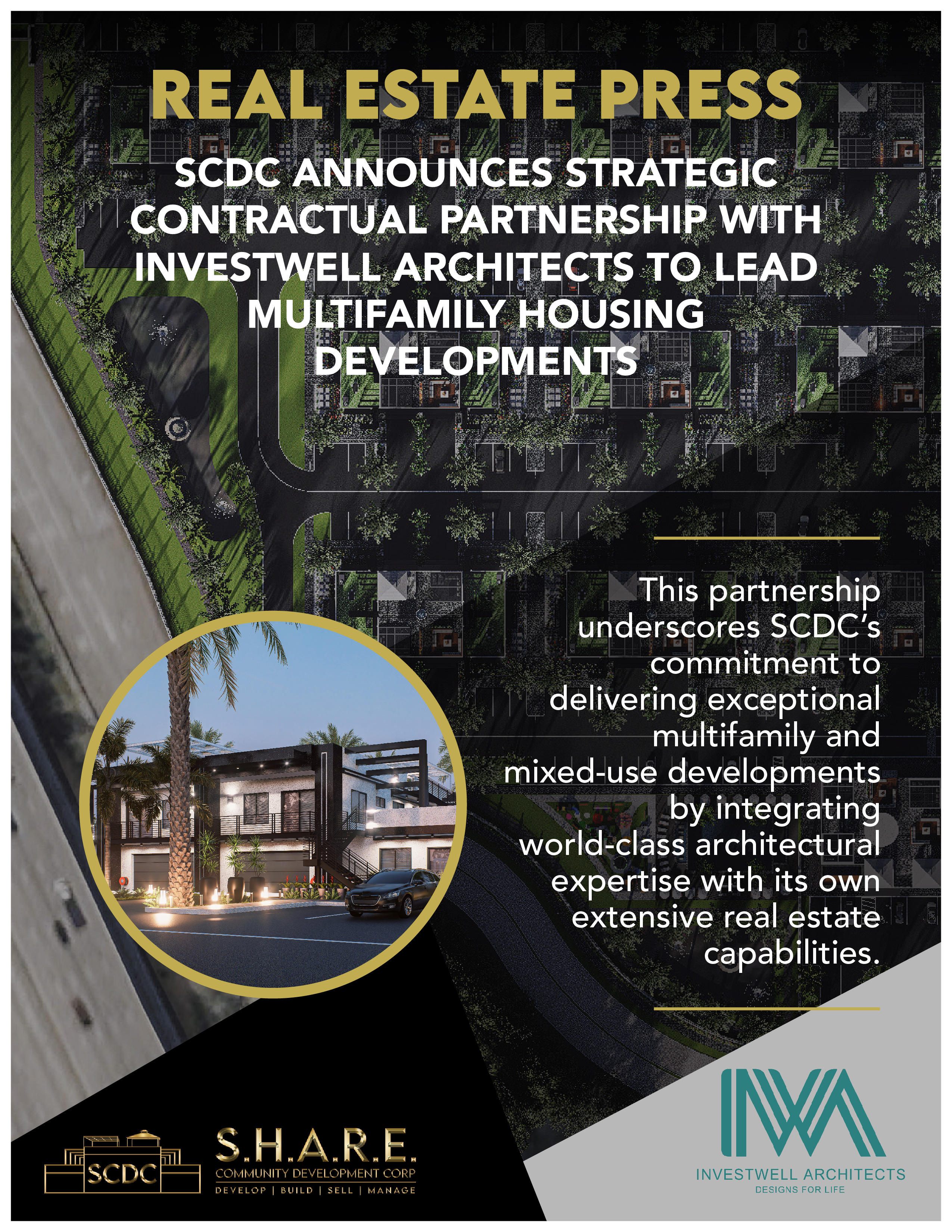 SCDC ANNOUNCES STRATEGIC CONTRACTUAL PARTNERSHIP WITH INVESTWELL ARCHITECTS TO LEAD MULTIFAMILY HOUSING DEVELOPMENTS