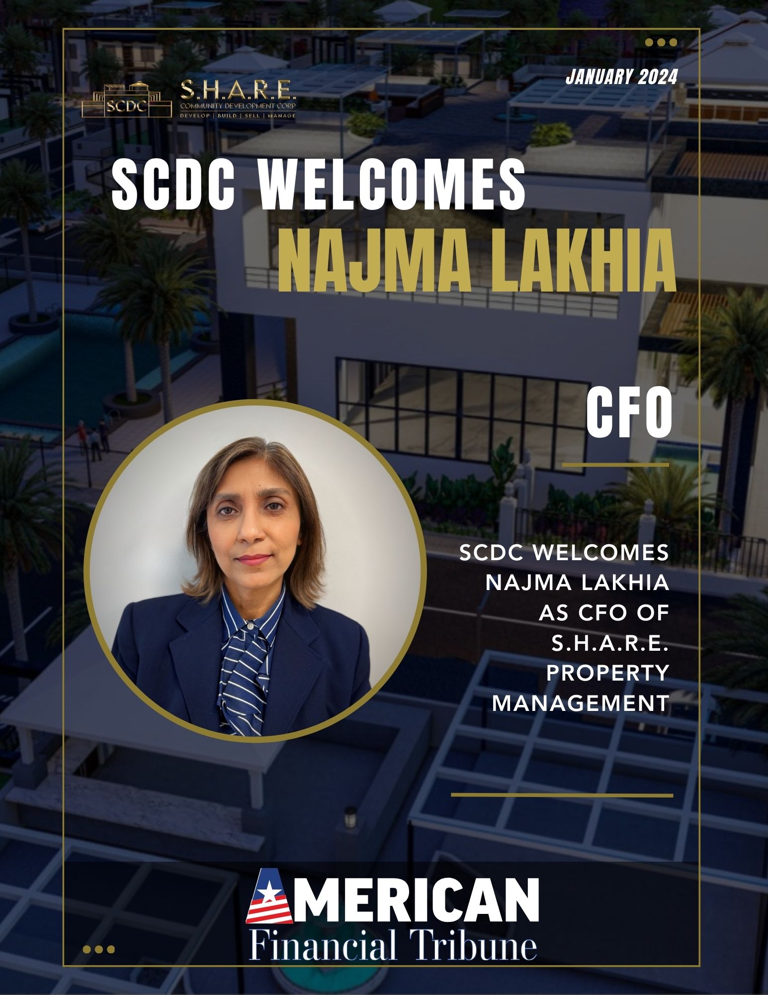 SCDC Proudly Welcomes Najma Lakhia as Chief Financial Officer of S.H.A.R.E. Property Management