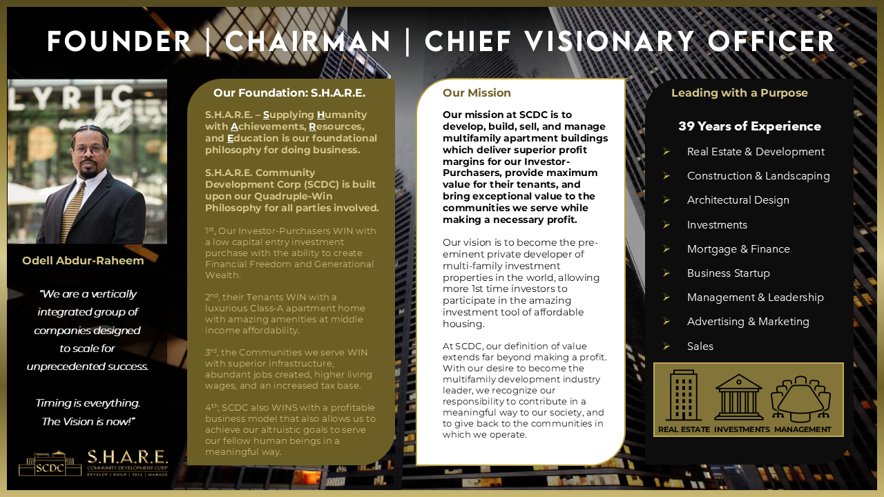 SCDC FOUNDER | CHAIRMAN | CHIEF VISIONARY OFFICER
